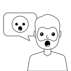 surprised young man with emoticon avatar character vector illustration design