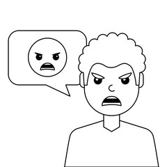 angry young man with emoticon avatar character