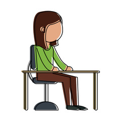 Woman in desk icon vector illustration graphic design