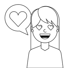 lovely young woman with heart avatar character vector illustration design