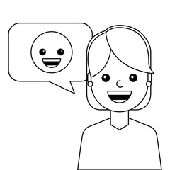 young woman happy with emoticon avatar character vector illustration design