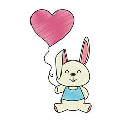 cute little rabbit with heart shaped pump