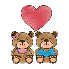 cute bears teddy couple