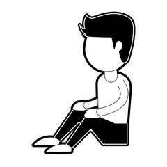 Man seated cartoon icon vector illustration graphic design