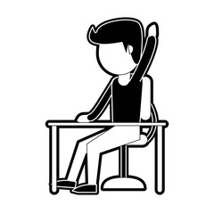 Guy on desk cartoon icon vector illustration graphic design