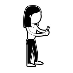 Woman with smartphone icon vector illustration graphic design