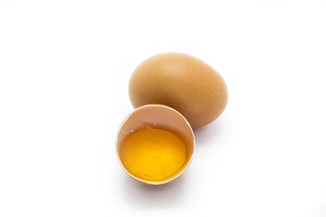 Broken egg isolated on white background