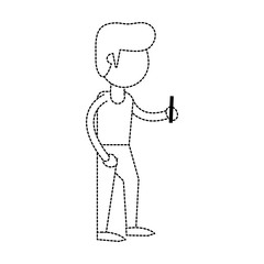 Man with smartphone cartoon icon vector illustration graphic design