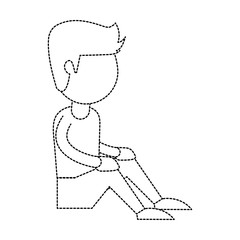 Man seated cartoon icon vector illustration graphic design