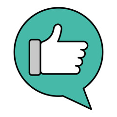 speech bubble with hand like vector illustration design