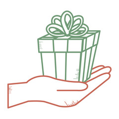 hand with gift box present icon