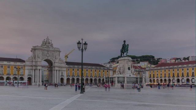 4k Lisbon Portugal Commercial square motion timelaspe hyperlapse UHD city