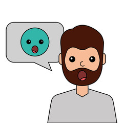 surprised young man with emoticon avatar character vector illustration design