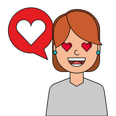 lovely young man with heart avatar character vector illustration design