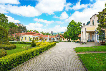 Fototapeta na wymiar Historical building on spa island in Piestany (SLOVAKIA)