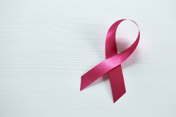 Ribbon for breast cancer awareness wooden