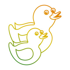 two plastic ducks toy for childs vector illustration