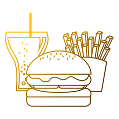 burger french fries and soda glass food vector illustration