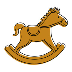wooden horse toy rocking game icon vector illustration