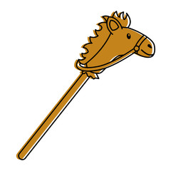 cartoon stick horse toy wooden vector illustration
