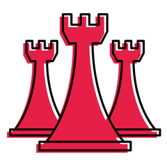 chess rook pieces game strategy symbol vector illustration