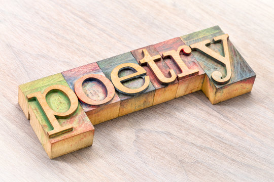 poetry word abstract in wood type