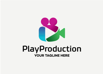 Play Production Logo Template Design Vector, Emblem, Design Concept, Creative Symbol, Icon