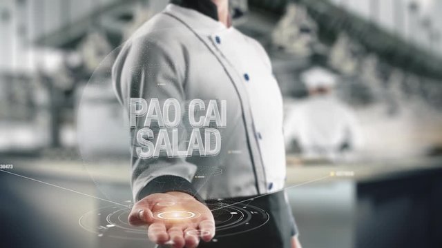Chef holding in hand Pao cai Salad