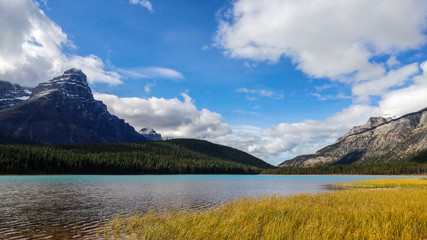 Upper Waterfowl Lake and Mt. Chephren in autumn, Banff National Park, Alberta, Canada
