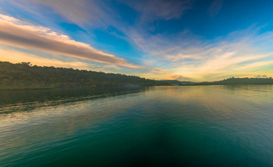 beautiful of landscape sunset and sunrise in around of Mentawai island