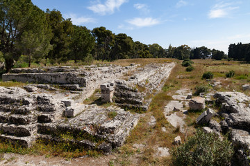Fototapeta na wymiar Archäologischer Park Neapolis historisches Theater in Syrakus Sizilien