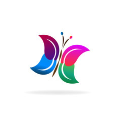 Obraz premium Multi-colored butterflies icon illustration