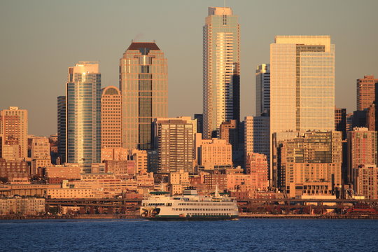 Downtown Seattle Reflected at Sunset 