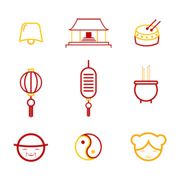 Abstract Chinese Culture Outline Vector Illustration Graphic