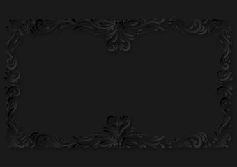 Paper art style of vector vintage decorations elements. flourishes, ornaments black color, Retro style design collection