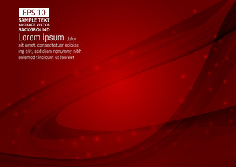 Wave red color abstract vector background with copy space