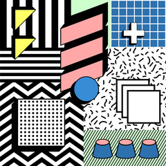 Fun Block Colorful Geometric Stylish Background Vector Graphic Illustration