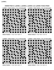 Answer page for previous four puzzle pages  p20081, p20082, p20083, p20084 with fill-in crossword puzzles and visual riddles

