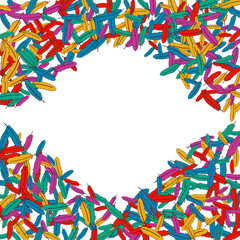 Fototapeta na wymiar Vector Confetti Background Pattern. Element of design. Colored feathers on a white background
