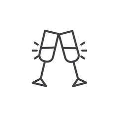 Cheers glass drink line icon, outline vector sign, linear style pictogram isolated on white. Toast symbol, logo illustration. Editable stroke