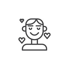 Man in love line icon, outline vector sign, linear style pictogram isolated on white. Symbol, logo illustration. Editable stroke