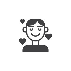 Man in love icon vector, filled flat sign, solid pictogram isolated on white. Symbol, logo illustration.