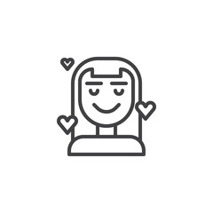 Woman in love line icon, outline vector sign, linear style pictogram isolated on white. Symbol, logo illustration. Editable stroke