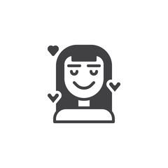 Woman in love icon vector, filled flat sign, solid pictogram isolated on white. Symbol, logo illustration.
