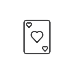 Hearts card line icon, outline vector sign, linear style pictogram isolated on white. Symbol, logo illustration. Editable stroke