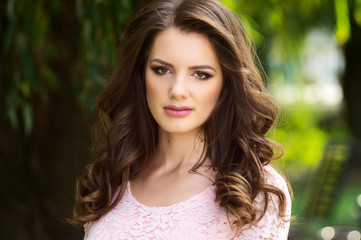 Fototapeta premium The girl in a pink dress