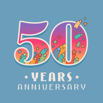 50 years anniversary celebration vector icon, logo