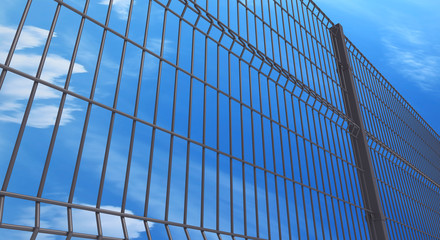Panel fence with cloud and blue sky