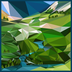 polygonal landscape with mountains