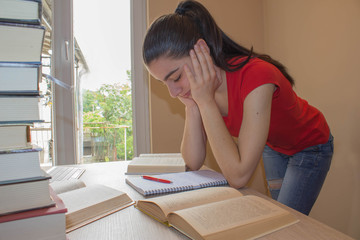 Student, Young Girl working on his homework